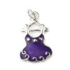 Picture of Zinc Based Alloy Clothes Charms Skirt Silver Tone Purple Enamel 25mm x 14mm, 10 PCs