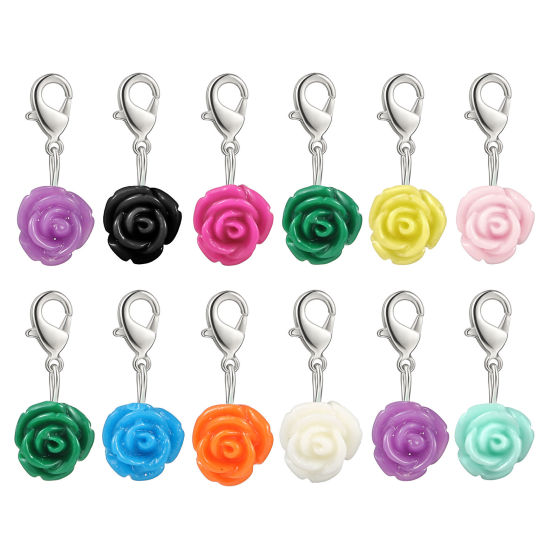 Picture of Plastic Knitting Stitch Markers Rose Flower At Random Color Mixed 12 PCs