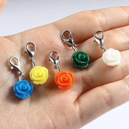 Picture of Plastic Knitting Stitch Markers Rose Flower At Random Color Mixed 12 PCs