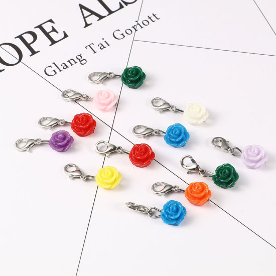 Picture of Plastic Knitting Stitch Markers Rose Flower At Random Color Mixed 12 PCs