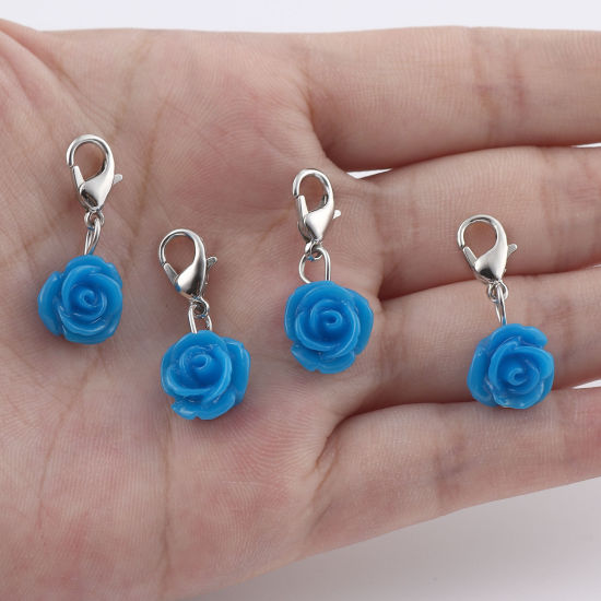 Picture of Plastic Knitting Stitch Markers Rose Flower Blue 12 PCs