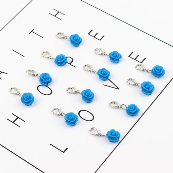 Picture of Plastic Knitting Stitch Markers Rose Flower Blue 12 PCs