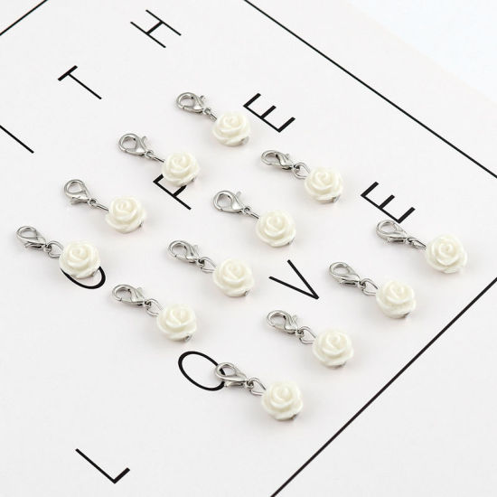 Picture of Plastic Knitting Stitch Markers Rose Flower White 12 PCs