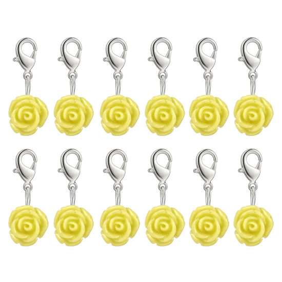 ABS 編み物用品 段数マーカー 目数段数リング ステッチマーカー バラ 黄色 12 個 の画像