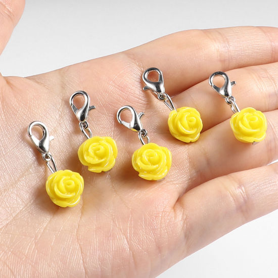 Picture of Plastic Knitting Stitch Markers Rose Flower Yellow 12 PCs