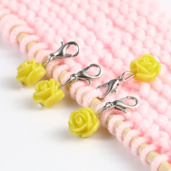 ABS 編み物用品 段数マーカー 目数段数リング ステッチマーカー バラ 黄色 12 個 の画像