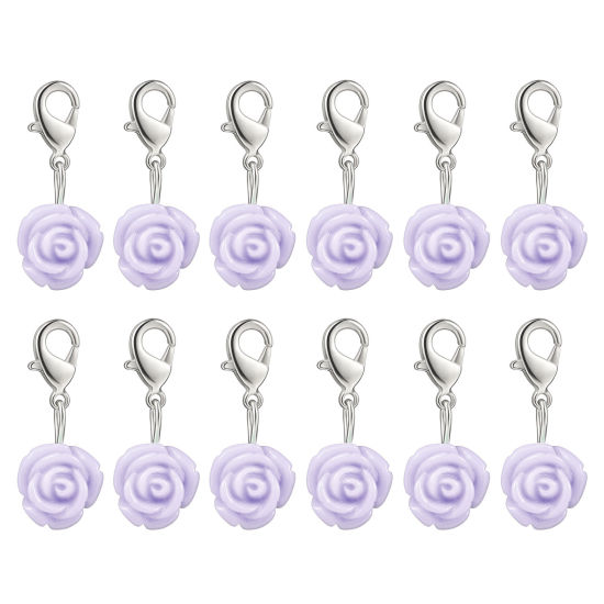 Picture of Plastic Knitting Stitch Markers Rose Flower Mauve 12 PCs