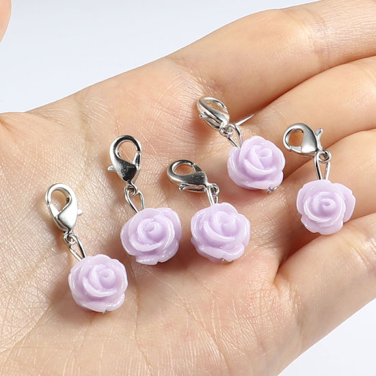 Picture of Plastic Knitting Stitch Markers Rose Flower Mauve 12 PCs
