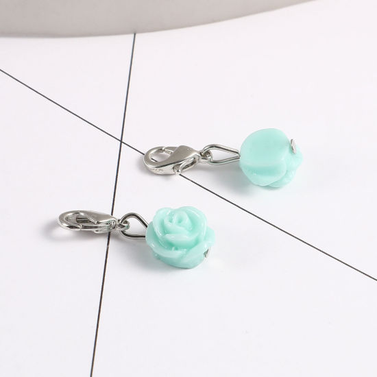 Picture of Plastic Knitting Stitch Markers Rose Flower Skyblue 12 PCs