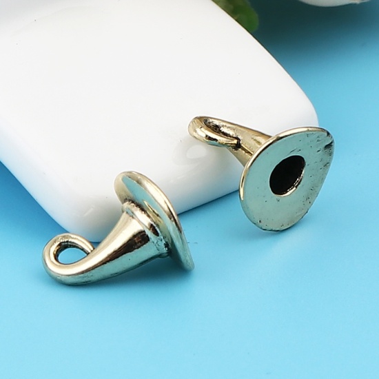 Immagine di Lega di Zinco Charms Cappello da Strega di Halloween Oro Antico 11mm x 11mm , 10 Pz