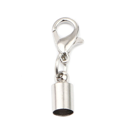 Image de Embouts pour Cordons Cordon pour Collier Bracelet en Alliage de Zinc Colonne Argent Mat ( pr Cordons: 5mm ) 24mm x 5mm, 30 Pcs