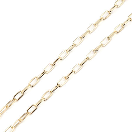 真鍮 小豆チェーン・あづきチェーン パーツ 楕円形 リアルゴールドメッキ 10x5mm、 1 メートル