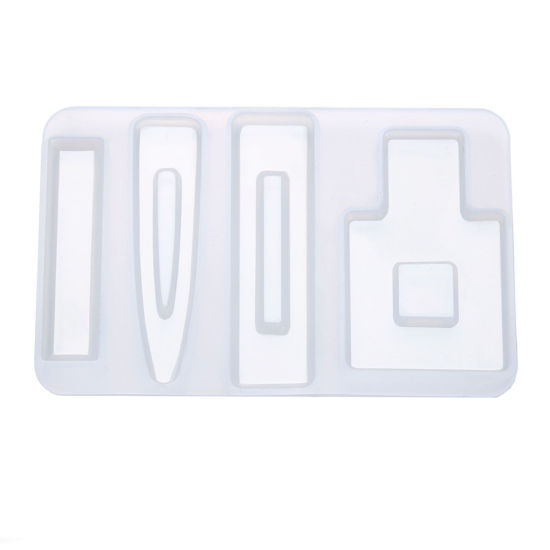 Picture of Silicone Resin Mold For Jewelry Making Geometric Drop White 10.2cm x 6.5cm, 1 Piece