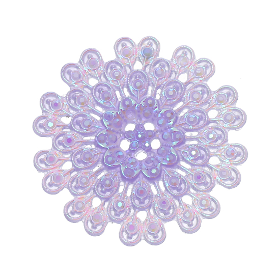 Imagen de Resina Resultados de adornos Flor Púrpura Claro AB Color    (Ajusta Hueco ) Diámetro: 39mm x 39mm, 20 Unidades