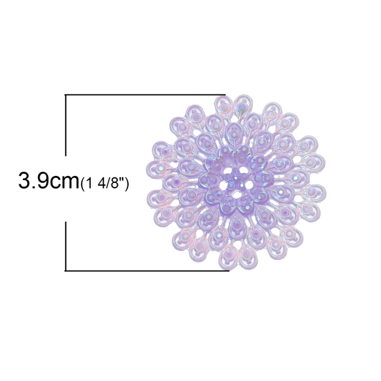 Imagen de Resina Resultados de adornos Flor Púrpura Claro AB Color    (Ajusta Hueco ) Diámetro: 39mm x 39mm, 20 Unidades