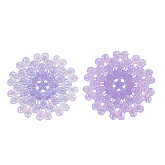 Imagen de Resina Resultados de adornos Flor Púrpura Claro AB Color    (Ajusta Hueco ) Diámetro: 39mm x 39mm, 20 Unidades
