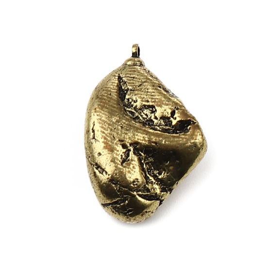 Bild von 3 Stück Charms aus Stein und Messing, Goldton, Antikgold, unregelmäßige Beschichtung, 28 x 18 mm – 19 x 11 mm