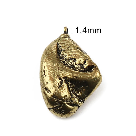 Bild von 3 Stück Charms aus Stein und Messing, Goldton, Antikgold, unregelmäßige Beschichtung, 28 x 18 mm – 19 x 11 mm