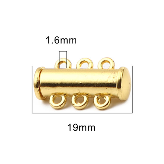 Picture of Zinc Based Alloy Magnetic Clasps Cylinder Gold Plated Can Open 19mm x 11mm, 5 PCs