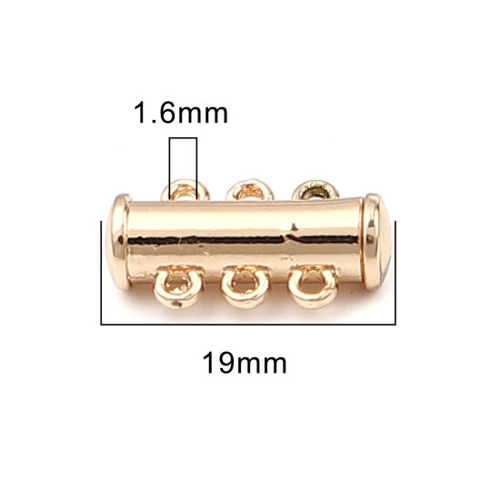 Picture of Zinc Based Alloy Magnetic Clasps Cylinder KC Gold Plated Can Open 19mm x 11mm, 5 PCs