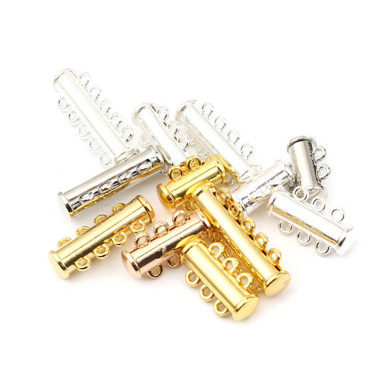 Picture of Zinc Based Alloy Magnetic Clasps Cylinder Gold Plated Can Open 24mm x 11mm, 5 PCs