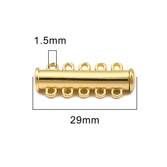 Bild von Zinklegierung Magnetverschluss Zylinder Vergoldet Zum Öffnen 29mm x 11mm, 5 Stück