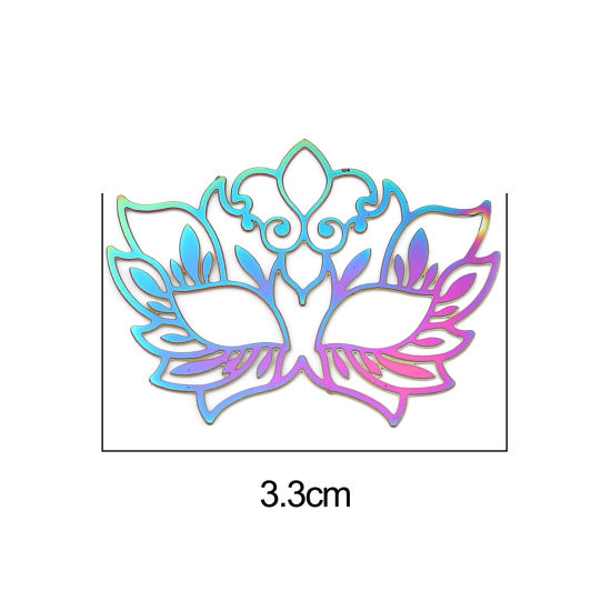 Imagen de Acero Inoxidable Filigrana Estampación Colgantes Flor de Loto AB Multicolor Revestimiento 33mm x 25mm, 5 Unidades