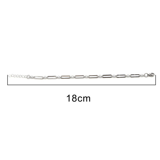 Image de Bracelets Élégant en 304 Acier Inoxydable Argent Mat Ovale 18cm long, 2 Pièces