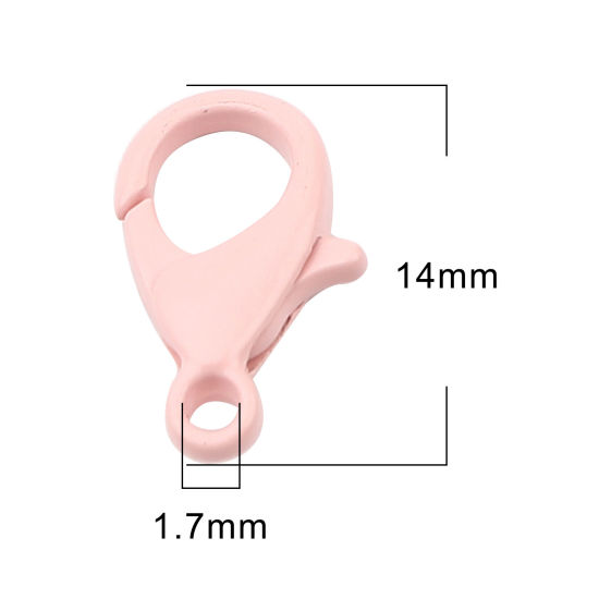 Picture of Zinc Based Alloy Enamel Lobster Clasp Findings Pink 14mm x 8mm, 20 PCs