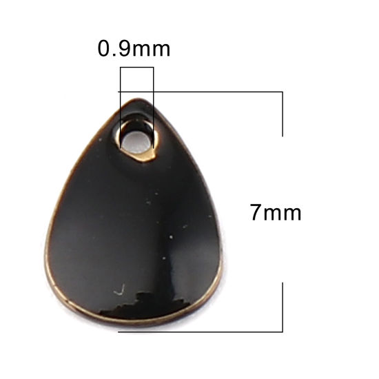 Picture of Brass Enamelled Sequins Charms Brass Color Black Drop 7mm x 5mm, 10 PCs                                                                                                                                                                                       