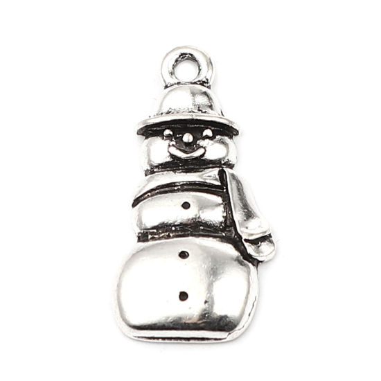 Immagine di Lega di Zinco Charms Pupazzo Natale Argento Antico 23mm x 11mm , 20 Pz