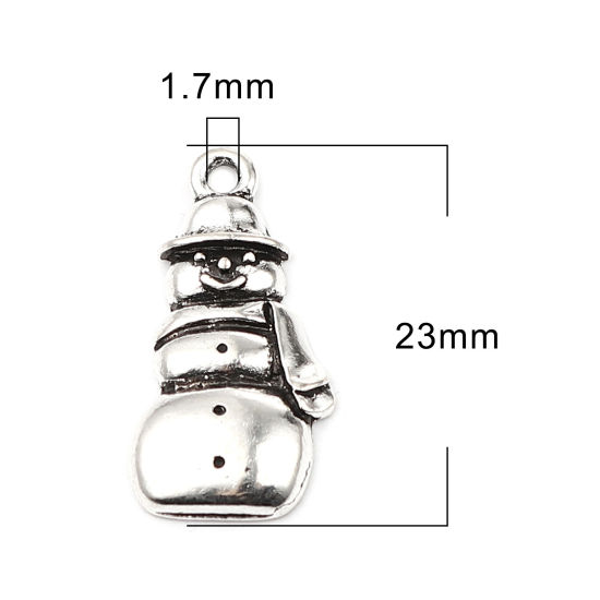 Immagine di Lega di Zinco Charms Pupazzo Natale Argento Antico 23mm x 11mm , 20 Pz