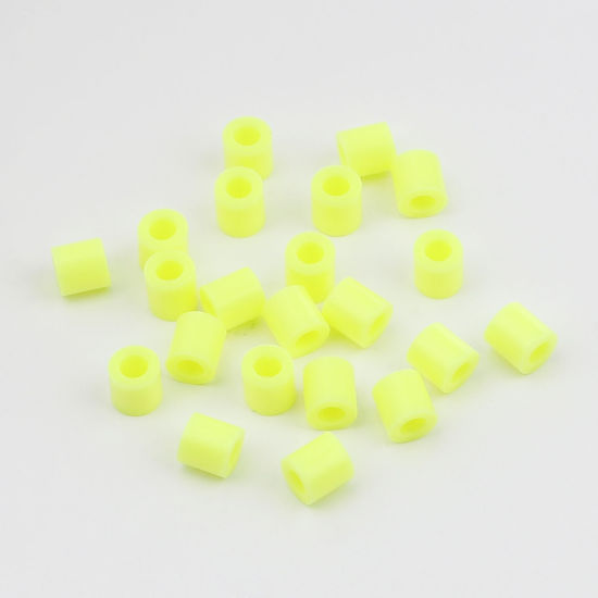 Image de Perles en Acrylique Poney Bubblegum Colonne Jaune Fluorescent 5mm x 5mm, Trou: env. 2.9mm, 2000 Pcs