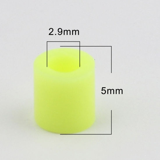 Image de Perles en Acrylique Poney Bubblegum Colonne Jaune Fluorescent 5mm x 5mm, Trou: env. 2.9mm, 2000 Pcs