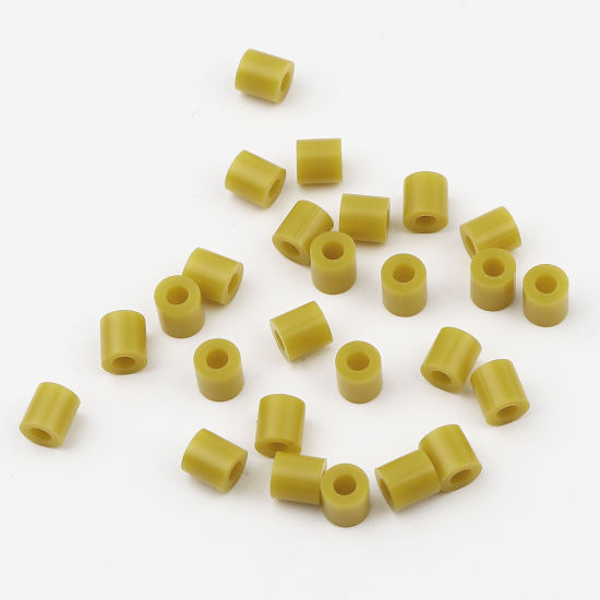 Image de Perles en Acrylique Poney Bubblegum Colonne Brun Jaune 5mm x 5mm, Trou: env. 2.9mm, 2000 Pcs