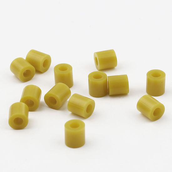 Image de Perles en Acrylique Poney Bubblegum Colonne Brun Jaune 5mm x 5mm, Trou: env. 2.9mm, 2000 Pcs