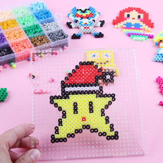 Image de Perles en Acrylique Poney Bubblegum Colonne Brun Jaune 5mm x 5mm, Trou: env. 2.9mm, 2000 Pcs