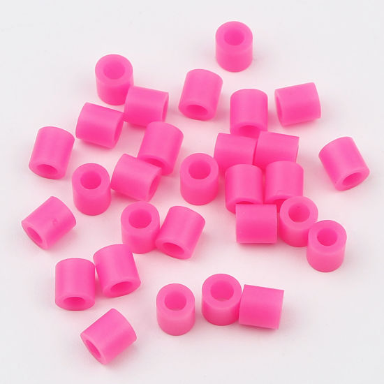 Image de Perles en Acrylique Poney Bubblegum Colonne Fuchsia 5mm x 5mm, Trou: env. 2.9mm, 2000 Pcs