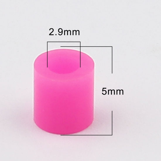 Image de Perles en Acrylique Poney Bubblegum Colonne Fuchsia 5mm x 5mm, Trou: env. 2.9mm, 2000 Pcs