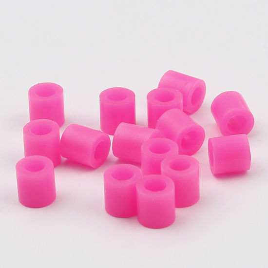 Image de Perles en Acrylique Poney Bubblegum Colonne Fuchsia 5mm x 5mm, Trou: env. 2.9mm, 2000 Pcs