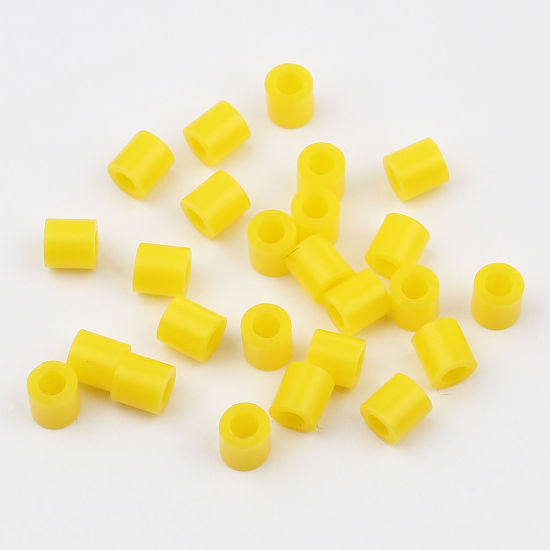 Image de Perles en Acrylique Poney Bubblegum Colonne Jaune 5mm x 5mm, Trou: env. 2.9mm, 2000 Pcs