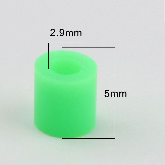 Image de Perles en Acrylique Poney Bubblegum Colonne Vert Fluorescent 5mm x 5mm, Trou: env. 2.9mm, 2000 Pcs