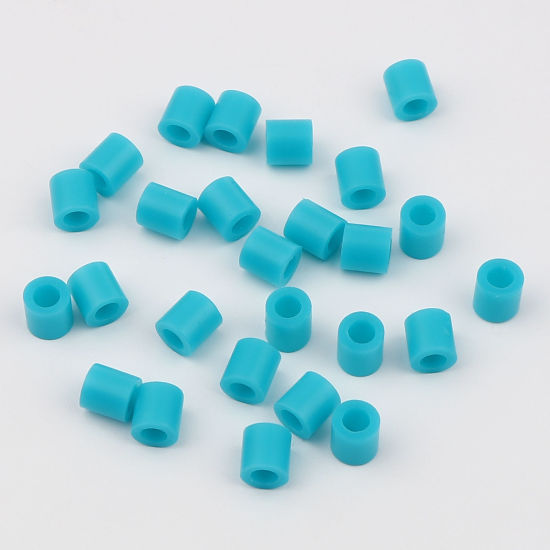 Image de Perles en Acrylique Poney Bubblegum Colonne Bleu Lac 5mm x 5mm, Trou: env. 2.9mm, 2000 Pcs