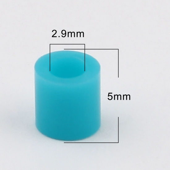 Image de Perles en Acrylique Poney Bubblegum Colonne Bleu Lac 5mm x 5mm, Trou: env. 2.9mm, 2000 Pcs