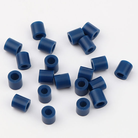Image de Perles en Acrylique Poney Bubblegum Colonne Bleu Foncé 5mm x 5mm, Trou: env. 2.9mm, 2000 Pcs