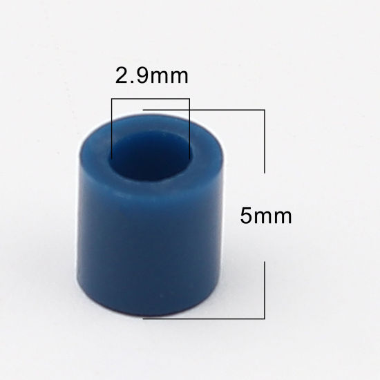 Image de Perles en Acrylique Poney Bubblegum Colonne Bleu Foncé 5mm x 5mm, Trou: env. 2.9mm, 2000 Pcs