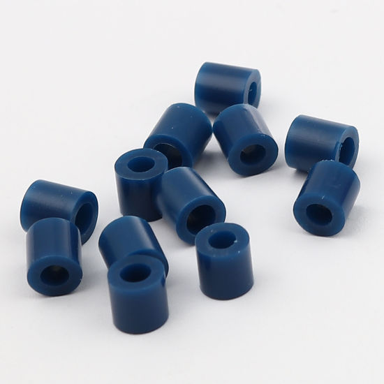 Image de Perles en Acrylique Poney Bubblegum Colonne Bleu Foncé 5mm x 5mm, Trou: env. 2.9mm, 2000 Pcs