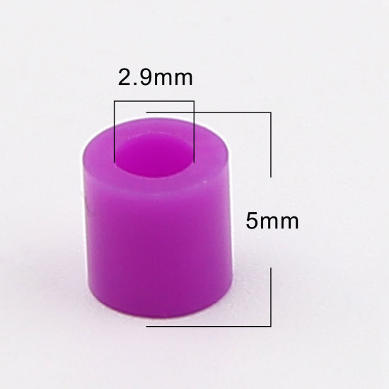 Image de Perles en Acrylique Poney Bubblegum Colonne Violet 5mm x 5mm, Trou: env. 2.9mm, 2000 Pcs
