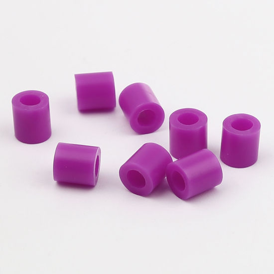 Image de Perles en Acrylique Poney Bubblegum Colonne Violet 5mm x 5mm, Trou: env. 2.9mm, 2000 Pcs