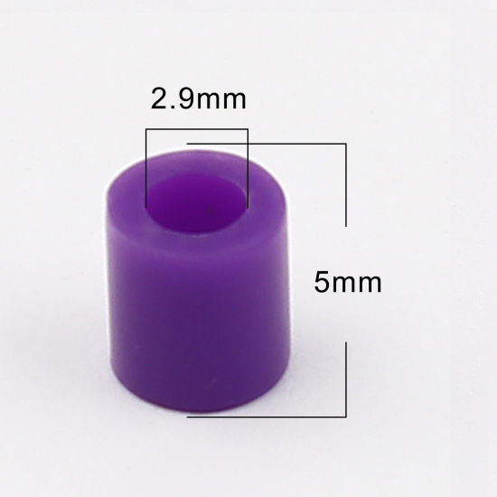 Image de Perles en Acrylique Poney Bubblegum Colonne Violet 5mm x 5mm, Trou: env. 2.9mm, 2000 Pcs